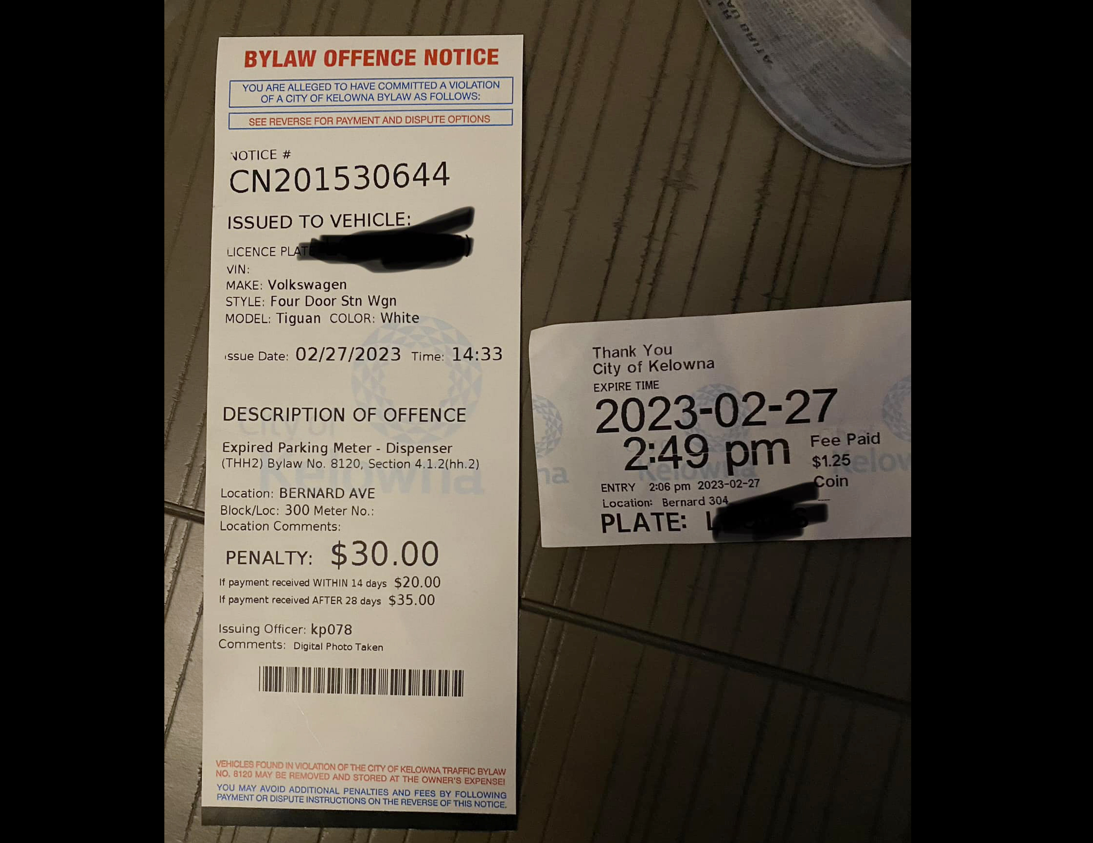 Kelowna man issued parking ticket despite having paid for parking | iNwheels