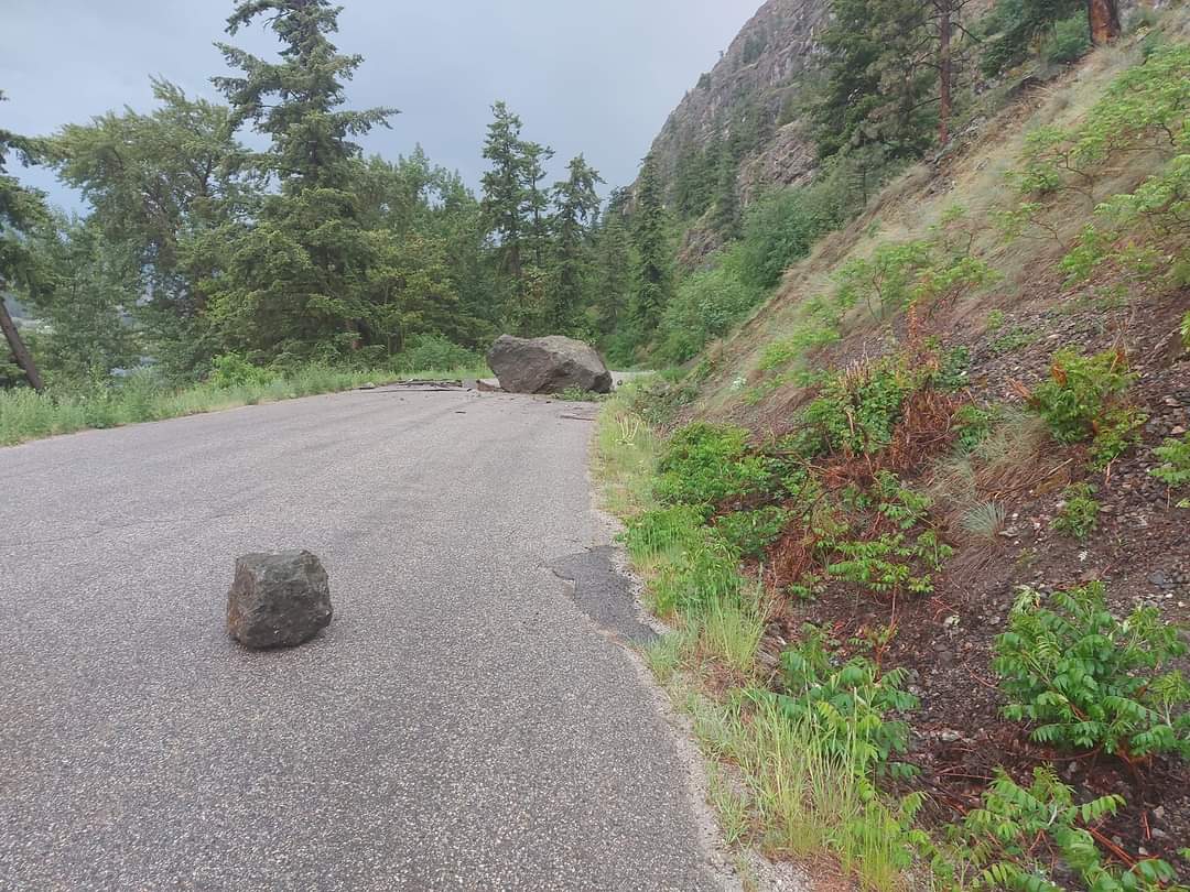 Large boulder crushes Green Lake Road in the South Okanagan | iNwheels Large boulder crushes Green Lake Road in the South Okanagan | iNwheels