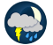 Showers ending near midnight then partly cloudy with 30 percent chance of showers. Risk of a thunderstorm this evening. Amount 5 to 10 mm. Wind southwest 20 km/h gusting to 50 becoming light this evening. Low 7.
