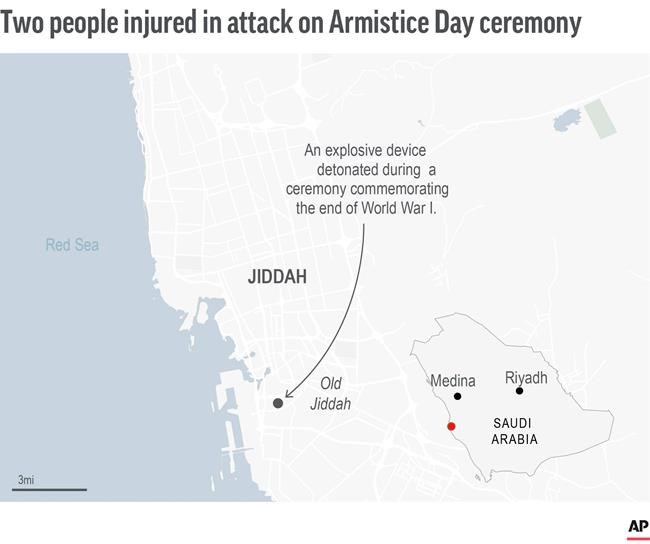 Officials: Blast at WWI ceremony in Saudi Arabia wounds 3 | iNFOnews.ca