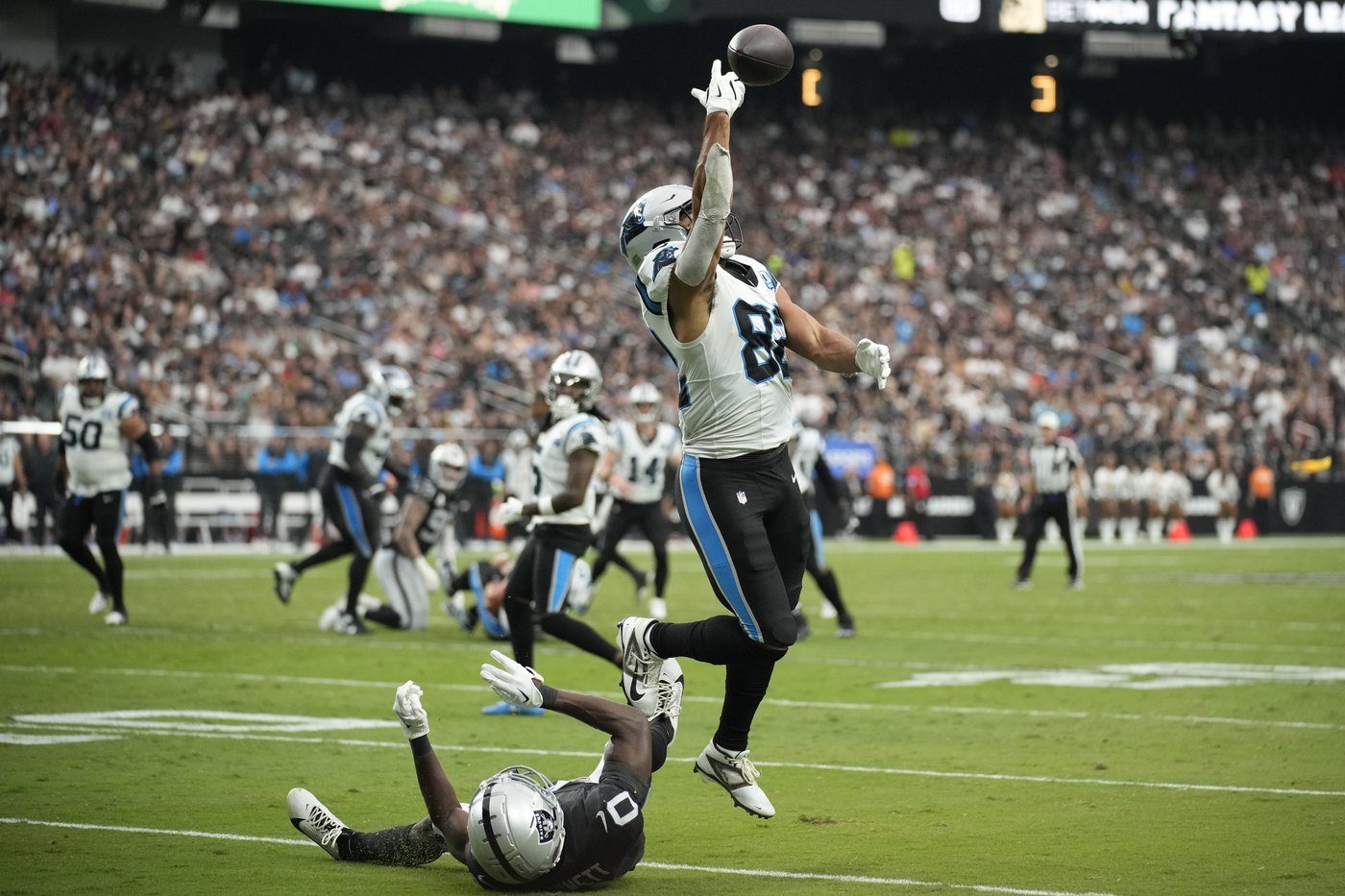 Andy Dalton passes for 319 yards and 3 TDs to lead Panthers past Raiders 36-22 for first win | iNFOnews.ca Andy Dalton passes for 319 yards and 3 TDs to lead Panthers past Raiders 36-22 for first win | iNFOnews.ca