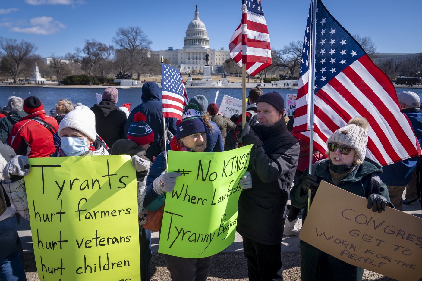 'No kings on Presidents Day' rings out from protests against Trump and Musk | iNFOnews.ca