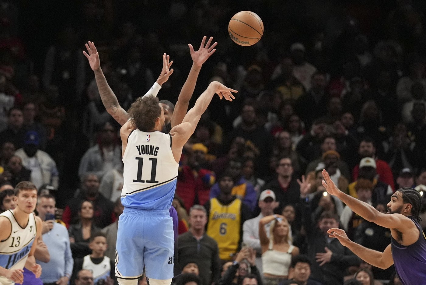 Young hits 3-point in overtime to give Hawks 6 straight wins, 134-132 over Lakers | iNFOnews.ca Young hits 3-point in overtime to give Hawks 6 straight wins, 134-132 over Lakers | iNFOnews.ca