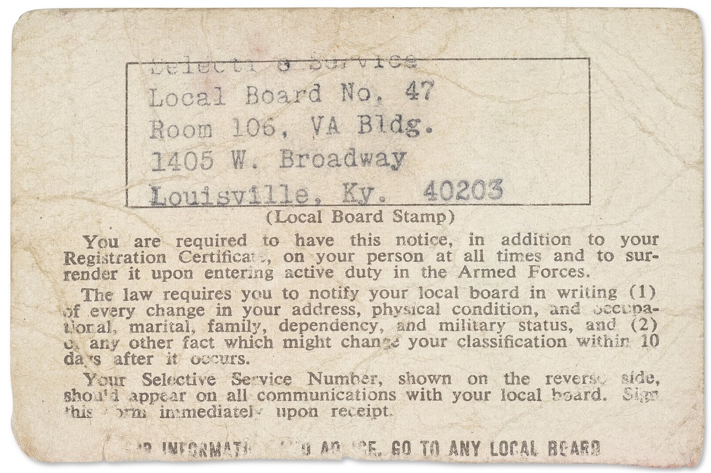 Muhammad Ali's unsigned draft card, a piece of Vietnam-era history, will be auctioned | iNFOnews.ca