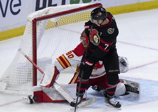 Dan Vladar, Calgary Flames shut out Senators 4-0 to snap 3-game losing skid | iNFOnews.ca