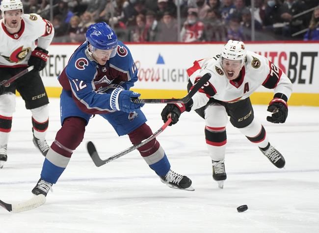 Newhook scores tiebreaker late, Avalanche beat Senators 7-5 | iNFOnews.ca