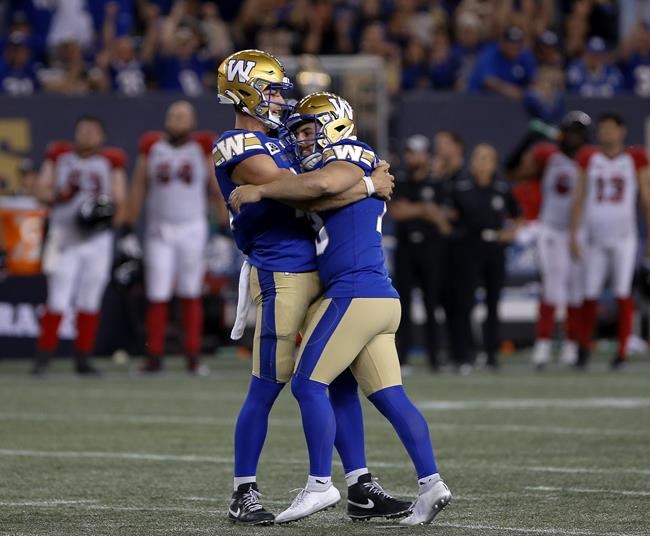 Liegghio's late 55-yard field goal lifts Blue Bombers to 20-18 win over Roughriders | iNFOnews.ca CP1958304427
