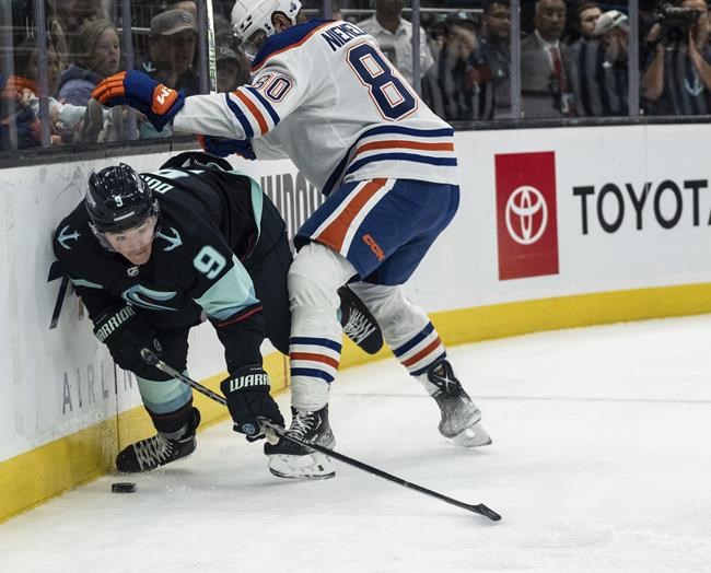 Beniers scores for Kraken in 3-0 pre-season win over Oilers | iNFOnews.ca CP303385577