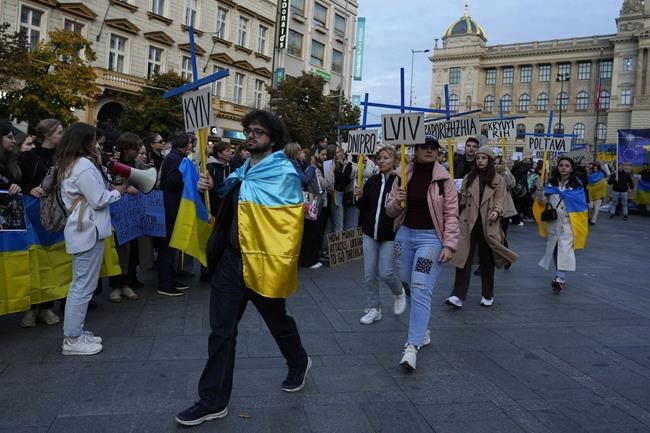 Ukrainians in Prague rally against Russian missile strikes | iNFOnews.ca