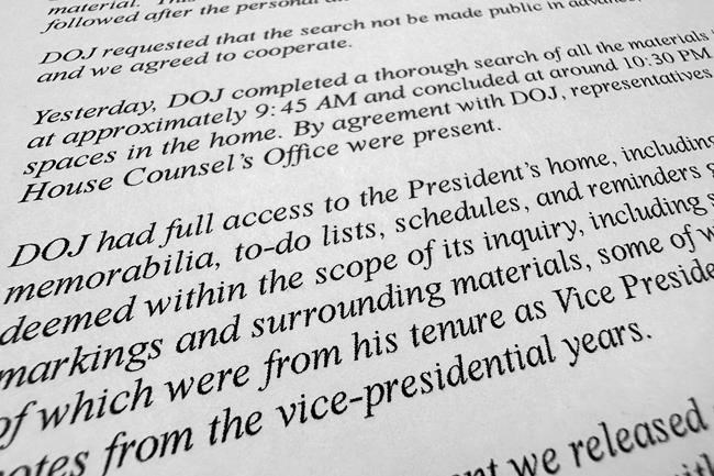 FBI searched Biden home, found items marked classified | iNFOnews.ca