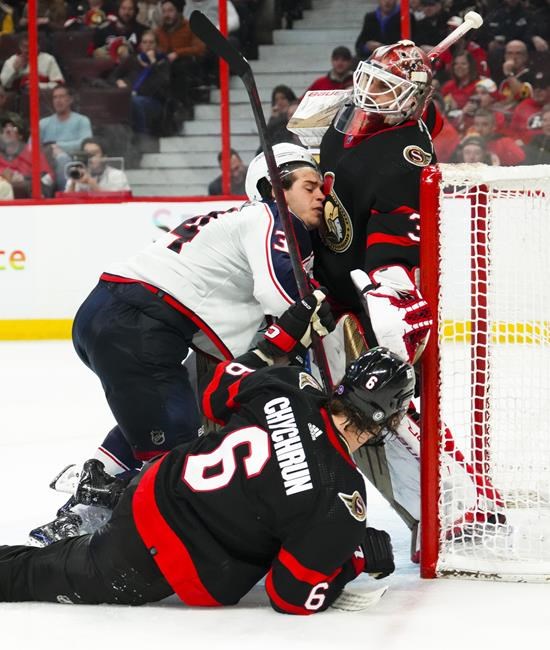 Senators goalie Cam Talbot again bitten by injury bug as team pushes for playoff spot | iNFOnews.ca