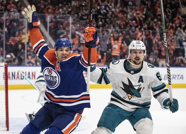 Oilers need overtime heroics to sink Sharks 5-4 | iNFOnews.ca Oilers need overtime heroics to sink Sharks 5-4 | iNFOnews.ca