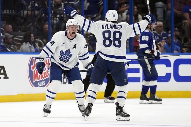 Morgan Rielly scores in OT, Maple Leafs beat Lightning 4-3 to grab 2-1 series lead | iNFOnews.ca Morgan Rielly scores in OT, Maple Leafs beat Lightning 4-3 to grab 2-1 series lead | iNFOnews.ca
