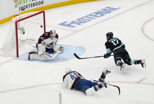 Eberle's OT winner lifts Kraken past Avs 3-2 to even series | iNFOnews.ca CP1163478638
