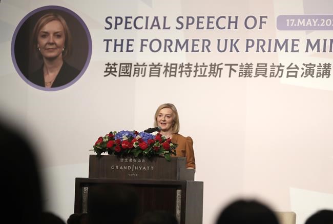 Former British Prime Minister Liz Truss warns of China threats during Taiwan visit | iNFOnews.ca CP1941294160