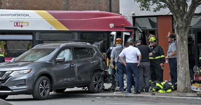 16 injured as Baltimore bus crashes into 2 cars, apartment building | iNFOnews.ca