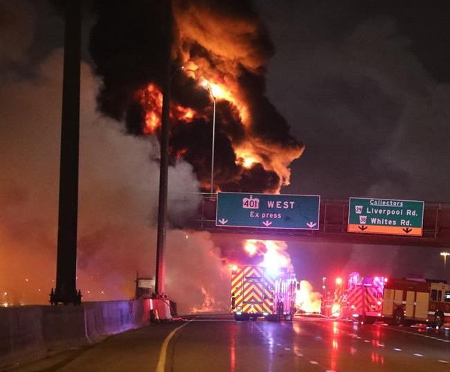 Police say fiery collision on major GTA highway leaves 2 dead, shuts down traffic | iNFOnews.ca