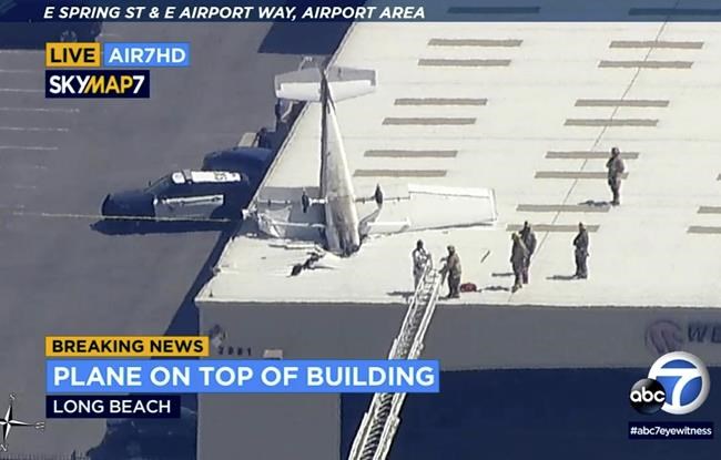 Pilot escapes with minor injuries when small plane crashes into hangar's roof at California airport | iNFOnews.ca