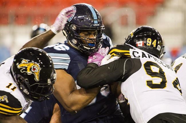 Offensive tackle Cage to miss Argos game with Ticats due to thigh injury | iNFOnews.ca