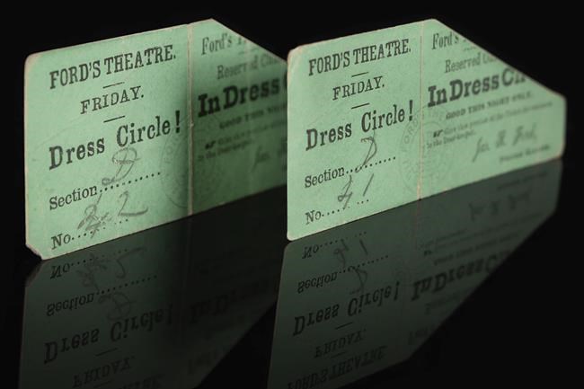 Rare tickets to Ford’s Theatre on the night Lincoln was assassinated auction for $262,500 | iNFOnews.ca