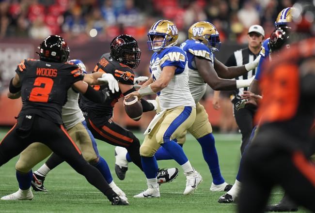 Bombers stage late comeback to beat B.C. 34-26 in OT to tighten hold on West top spot | iNFOnews.ca