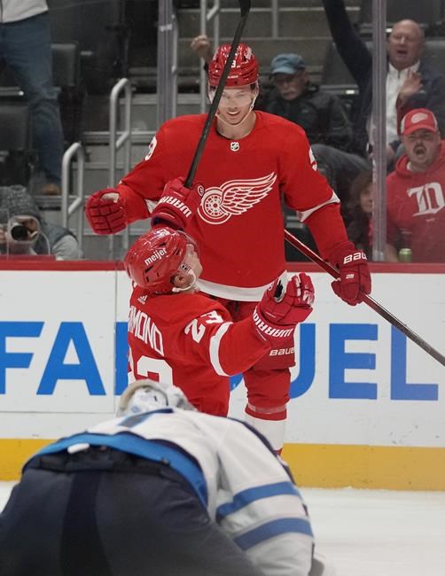 Connor Hellebuyck makes 35 saves, leading the Jets to a 4-1 win over the Red Wings | iNFOnews.ca