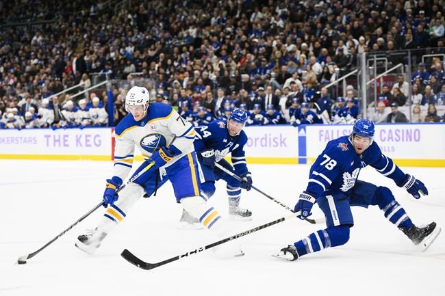Sabres survive Matthews' third hat trick of the season, down Maple Leafs 6-4 | iNFOnews.ca