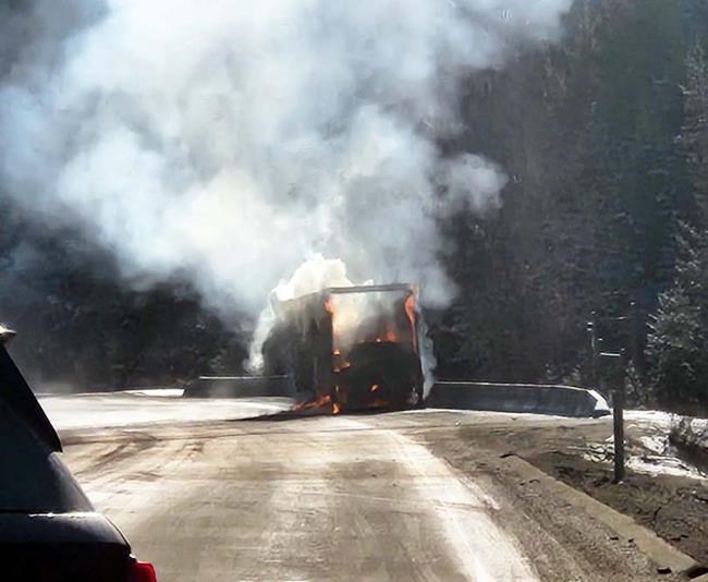 Highway 97C shut after truck with chemicals catches fire near West Kelowna, B.C. | iNFOnews.ca