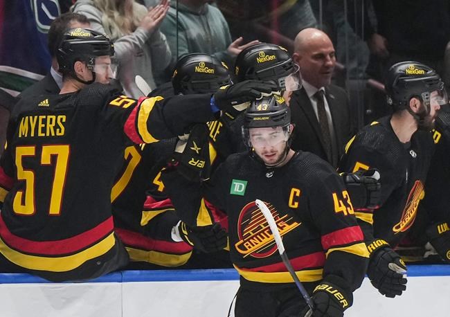 Hughes matches career-high goal mark in two-point night as Canucks top Sharks 3-1 | iNFOnews.ca Hughes matches career-high goal mark in two-point night as Canucks top Sharks 3-1 | iNFOnews.ca