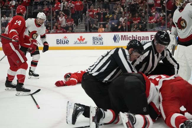 Red Wings' Perron suspended 6 games for cross-check on Senators' Zub | iNFOnews.ca