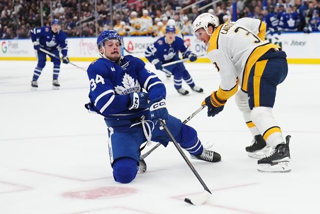Samsonov makes 18 saves, Matthews scores twice as Maple Leafs blank Predators 4-0 | iNFOnews.ca