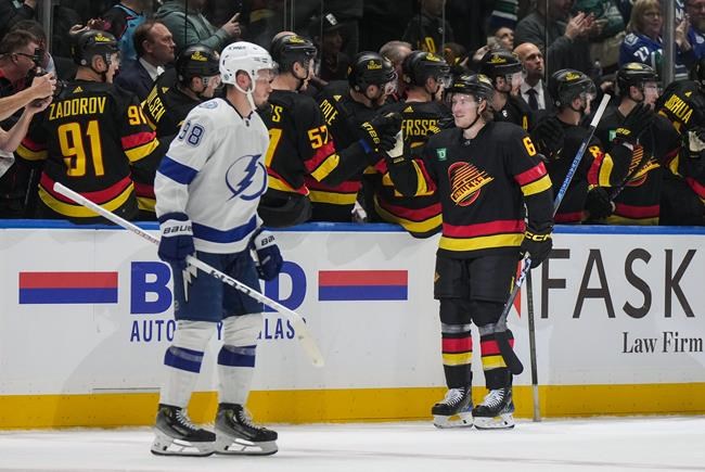 Boeser moves into tie for NHL scoring lead as Canucks beat Lightning 4-1 | iNFOnews.ca Boeser moves into tie for NHL scoring lead as Canucks beat Lightning 4-1 | iNFOnews.ca