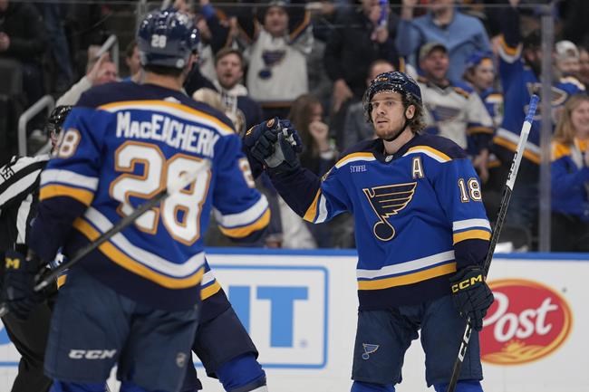 Robert Thomas scores twice, Blues beat Senators 4-2 to end losing streak at 4 games | iNFOnews.ca