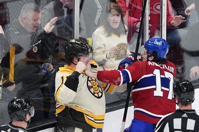 Heinen nets first hat trick as Bruins whip Canadiens 9-4 | iNFOnews.ca