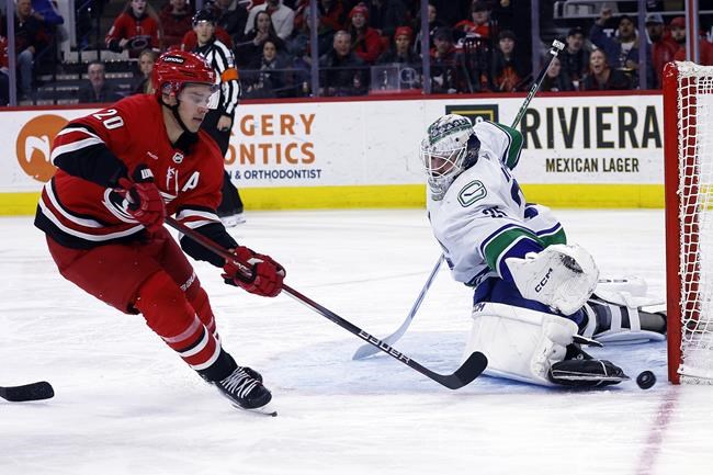 Lindholm scores two in Canucks debut as visitors edge Hurricanes 3-2 | iNFOnews.ca Lindholm scores two in Canucks debut as visitors edge Hurricanes 3-2 | iNFOnews.ca