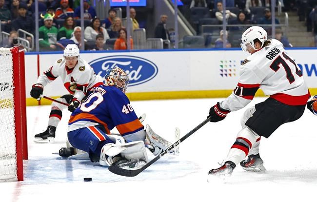 Brady Tkachuk scores hat trick, lifts Senators past Islanders 4-3 in overtime | iNFOnews.ca Brady Tkachuk scores hat trick, lifts Senators past Islanders 4-3 in overtime | iNFOnews.ca