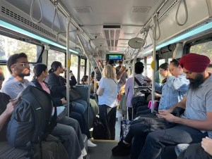 People on a crowded bus.