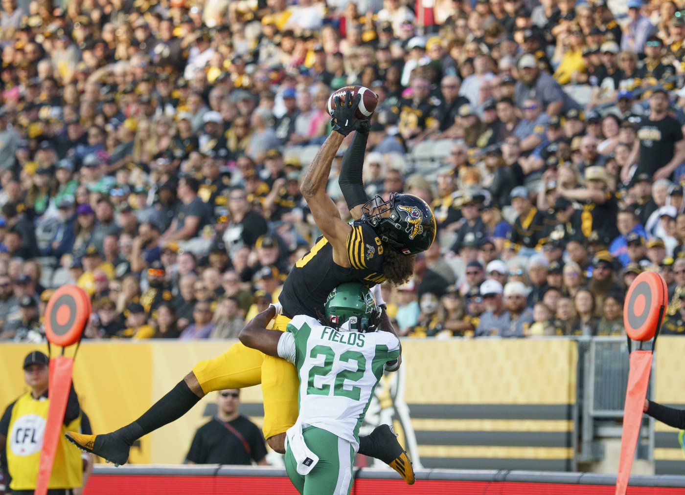Johnson's late TD lifts unbeaten Roughriders to 28-23 win over Tiger-Cats | iNFOnews.ca