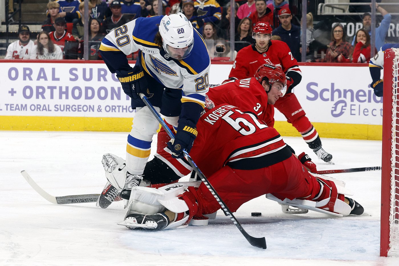 Necas scores twice in 4-point night as Hurricanes beat Blues 4-1 | iNFOnews.ca