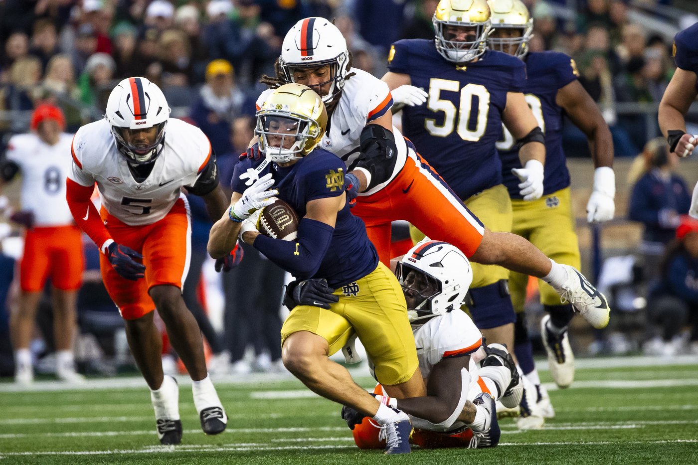 Leonard passes for 3 TDs and No. 8 Notre Dame forces 5 turnovers in a 35-14 win over Virginia | iNFOnews.ca Leonard passes for 3 TDs and No. 8 Notre Dame forces 5 turnovers in a 35-14 win over Virginia | iNFOnews.ca