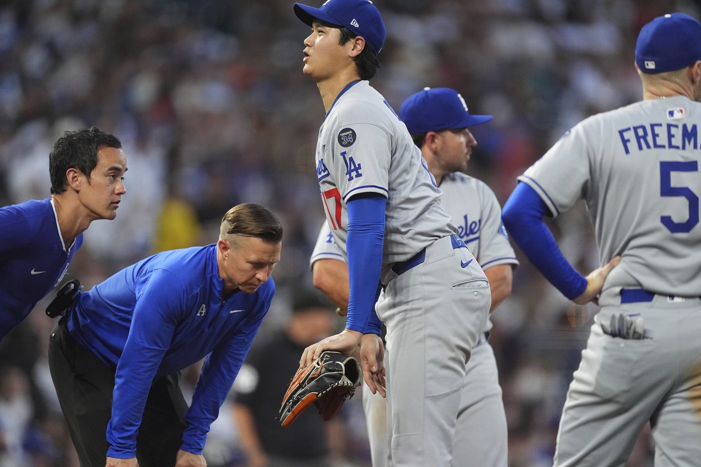 Dodgers' Ohtani roughed up by Rockies, leaves game after getting hit on right thigh by line drive | iNFOnews.ca Dodgers' Ohtani roughed up by Rockies, leaves game after getting hit on right thigh by line drive | iNFOnews.ca