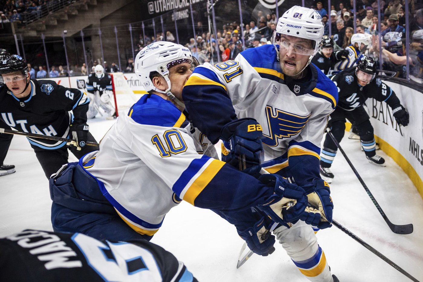 Blues beat Utah 2-1 on Jordan Kyrou's late goal to snap 4-game losing streak | iNFOnews.ca