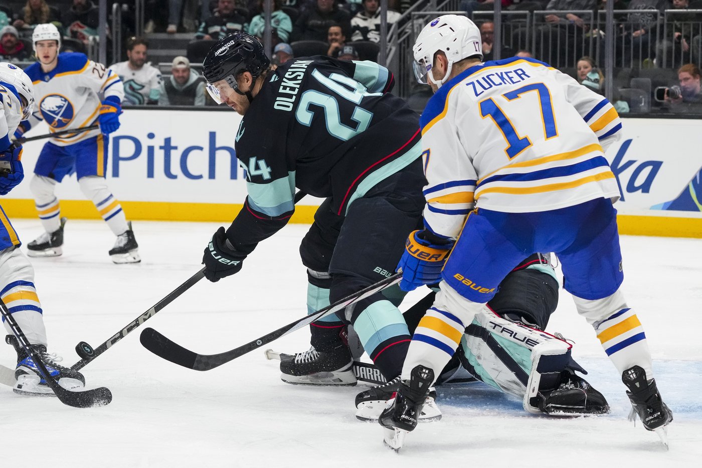 Jamie Oleksiak's goal in 2nd period snaps a tie and sends the Kraken to a 6-4 win over the Sabres | iNFOnews.ca