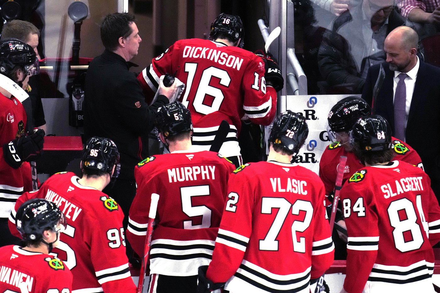 Blackhawks center Jason Dickinson to miss at least a couple games with high ankle sprain | iNFOnews.ca