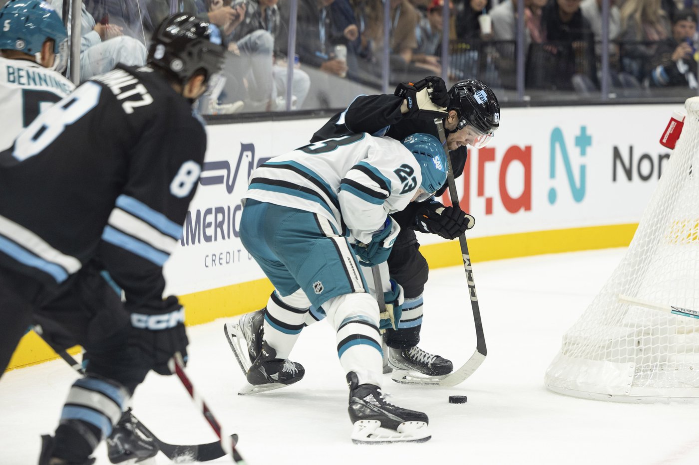 Wennberg's OT goal gives Sharks 5-4 win over Utah for 1st win | iNFOnews.ca