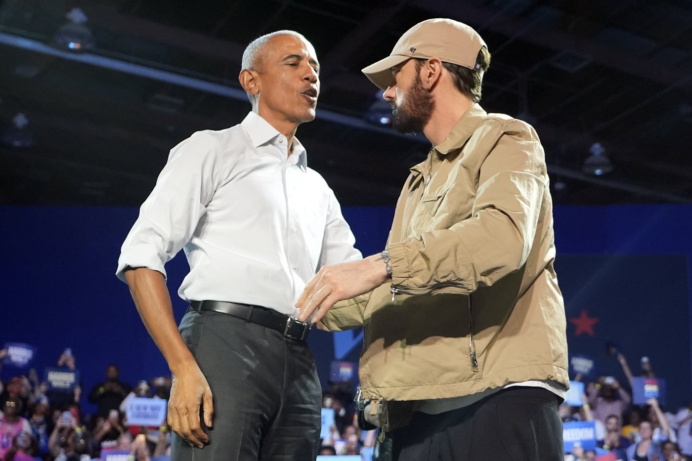 Rapper Eminem and Obama rally voters for Kamala Harris in Detroit | iNFOnews.ca