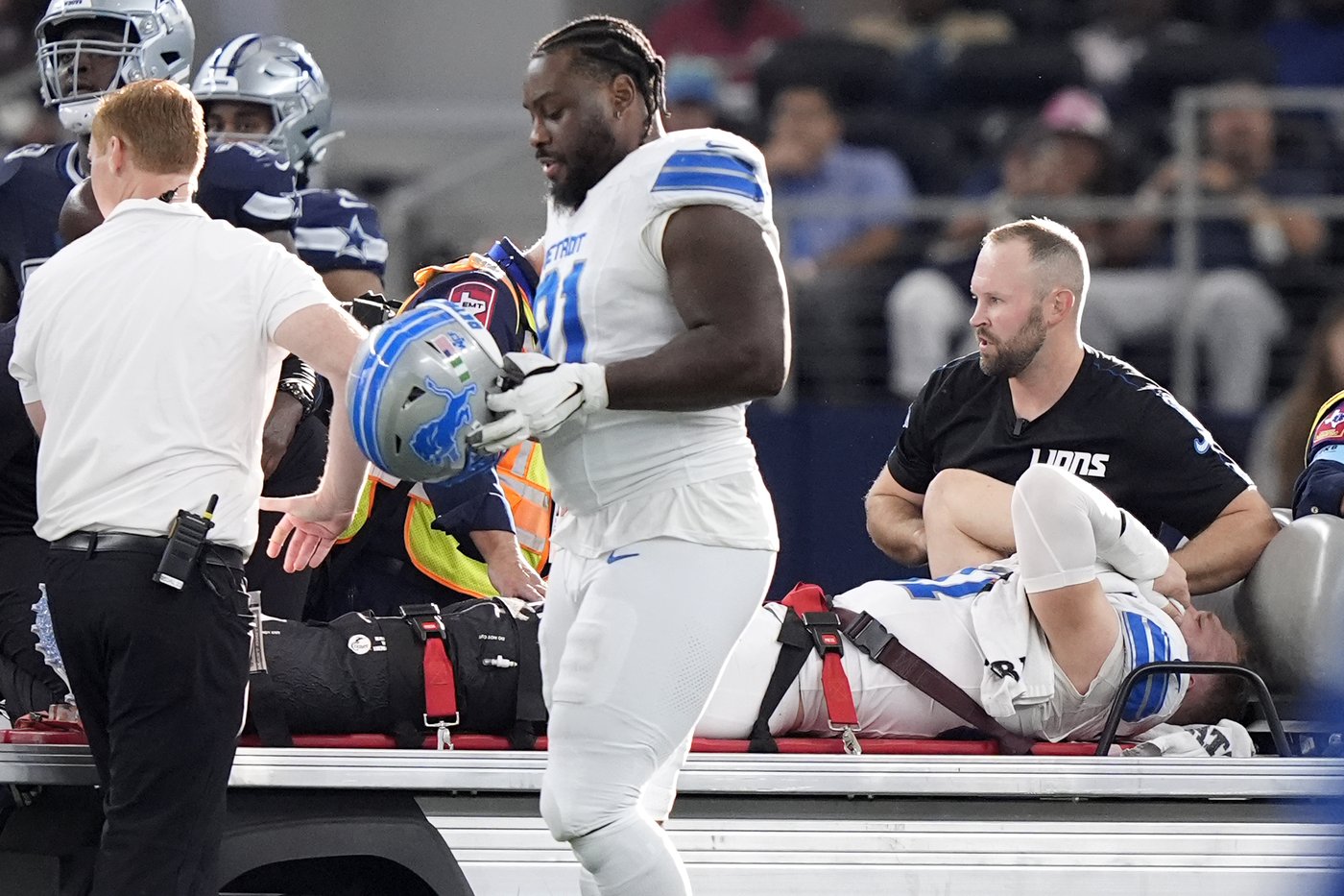 Aidan Hutchinson likely down 4-6 months with broken leg, Lions coach Dan Campbell says | iNFOnews.ca