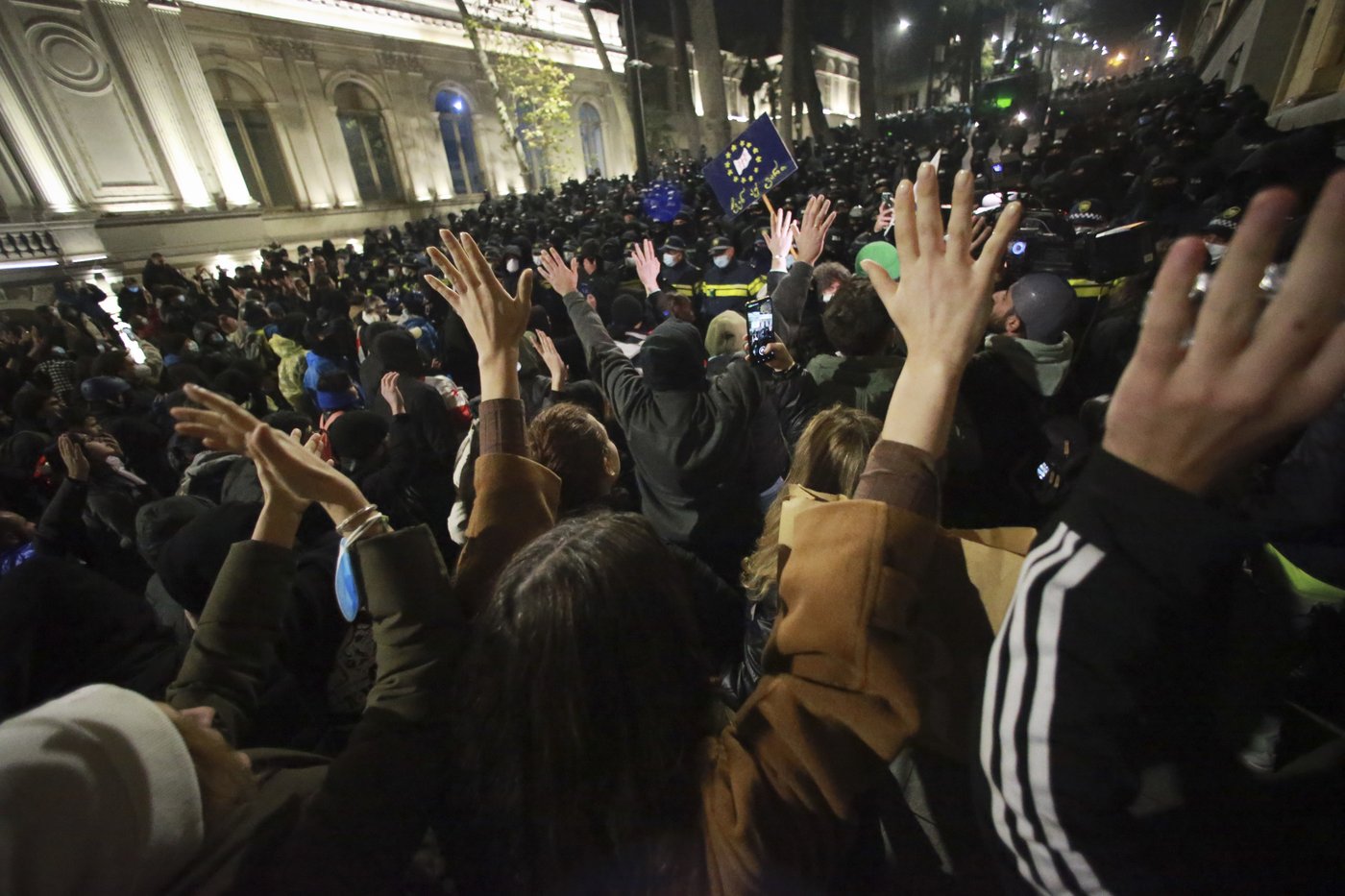 Protesters gather for third night of demonstrations after Georgia announces suspension of EU talks | iNFOnews.ca