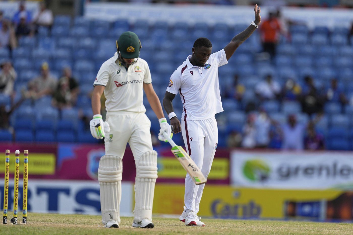 Seales routs Australia's opening batters and limits lead to 45 on day two in Grenada | iNFOnews.ca Seales routs Australia's opening batters and limits lead to 45 on day two in Grenada | iNFOnews.ca