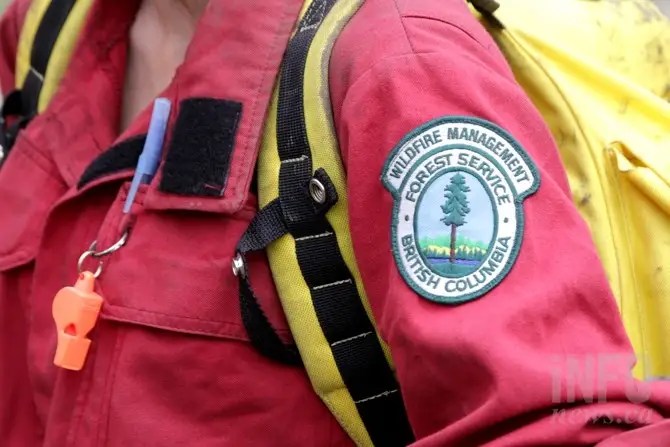 Close-up photo of a BC Wildfire Service worker's shoulder patch.